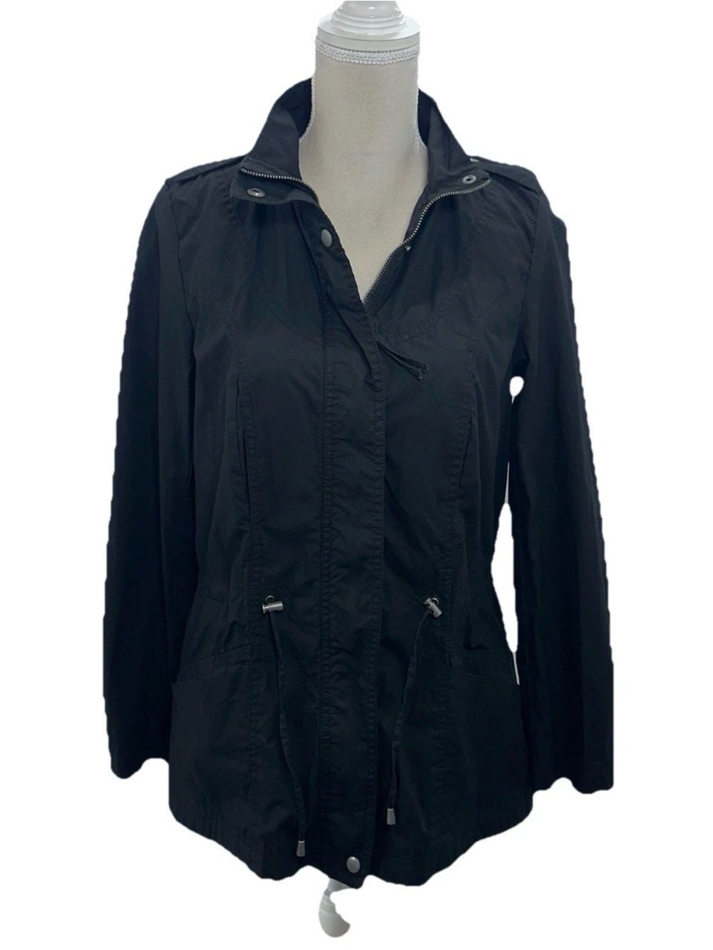 Zara Black Drawstring-Waist Utility Jacket for Women